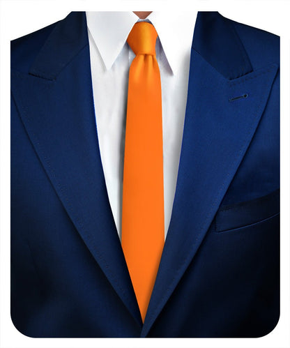 Solid Skinny Necktie by Vittorio Farina (N - SKINNY_ORANGE) for Independent Retail Stores by Dubal Brothers