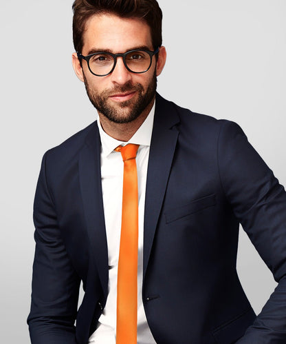 Solid Skinny Necktie by Vittorio Farina (N - SKINNY_ORANGE) for Independent Retail Stores by Dubal Brothers