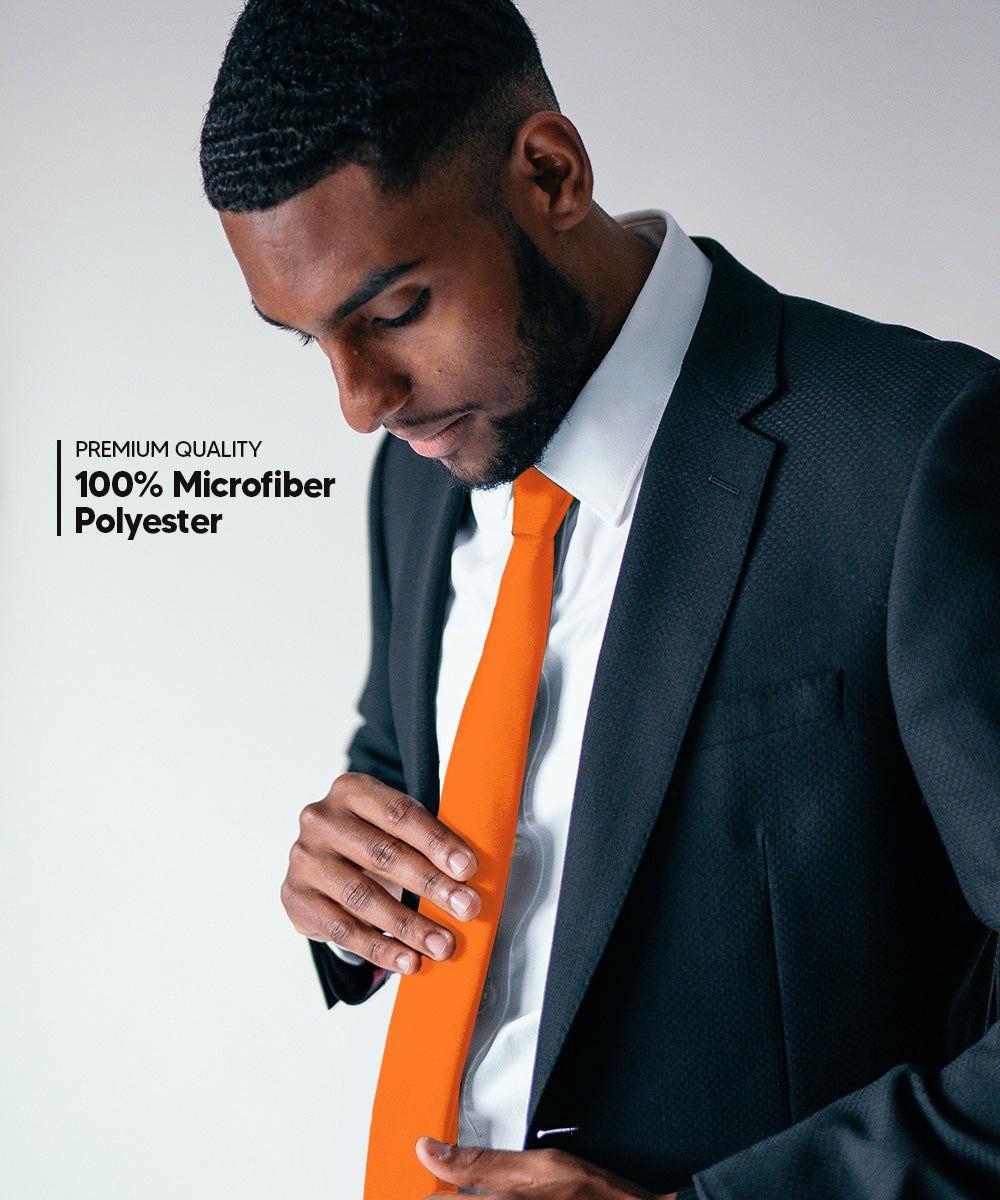 Solid Skinny Necktie by Vittorio Farina (N - SKINNY_ORANGE) for Independent Retail Stores by Dubal Brothers