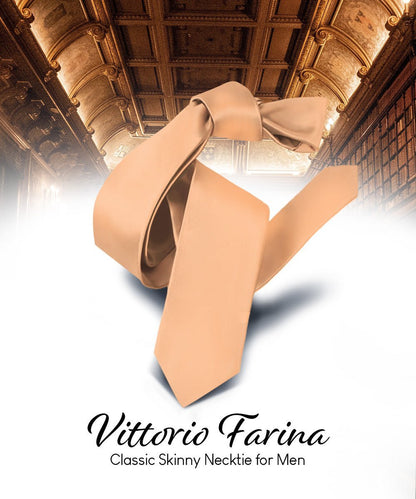 Solid Skinny Necktie by Vittorio Farina (N - SKINNY_PEACH) for Independent Retail Stores by Dubal Brothers