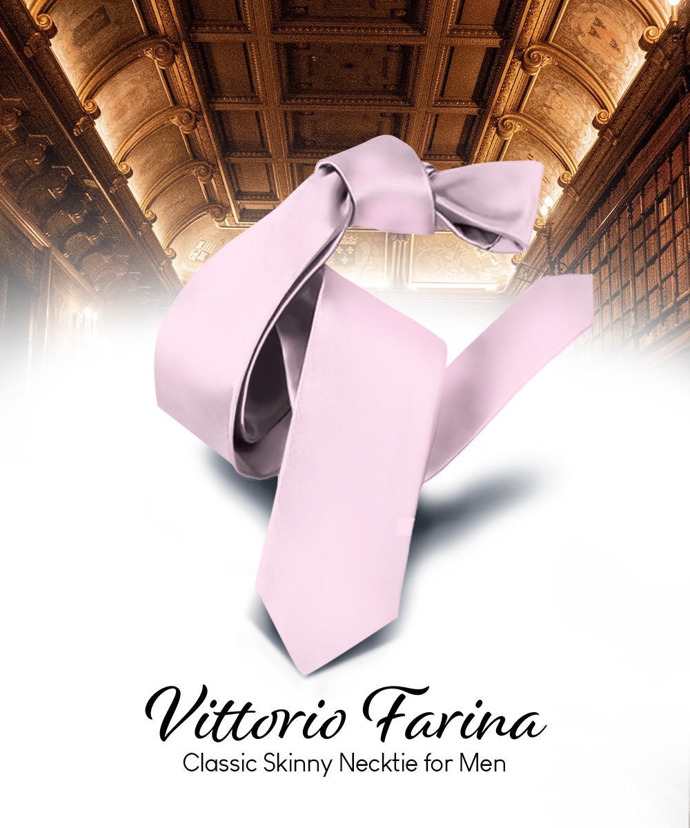 Solid Skinny Necktie by Vittorio Farina (N - SKINNY_PINK) for Independent Retail Stores by Dubal Brothers