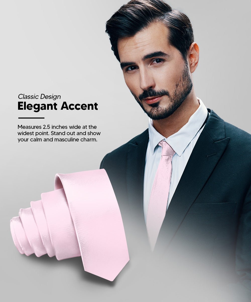 Solid Skinny Necktie by Vittorio Farina (N - SKINNY_PINK) for Independent Retail Stores by Dubal Brothers