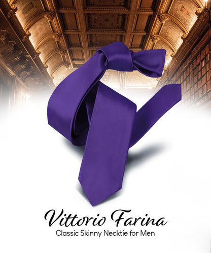Solid Skinny Necktie by Vittorio Farina (N - SKINNY_PURPLE) for Independent Retail Stores by Dubal Brothers