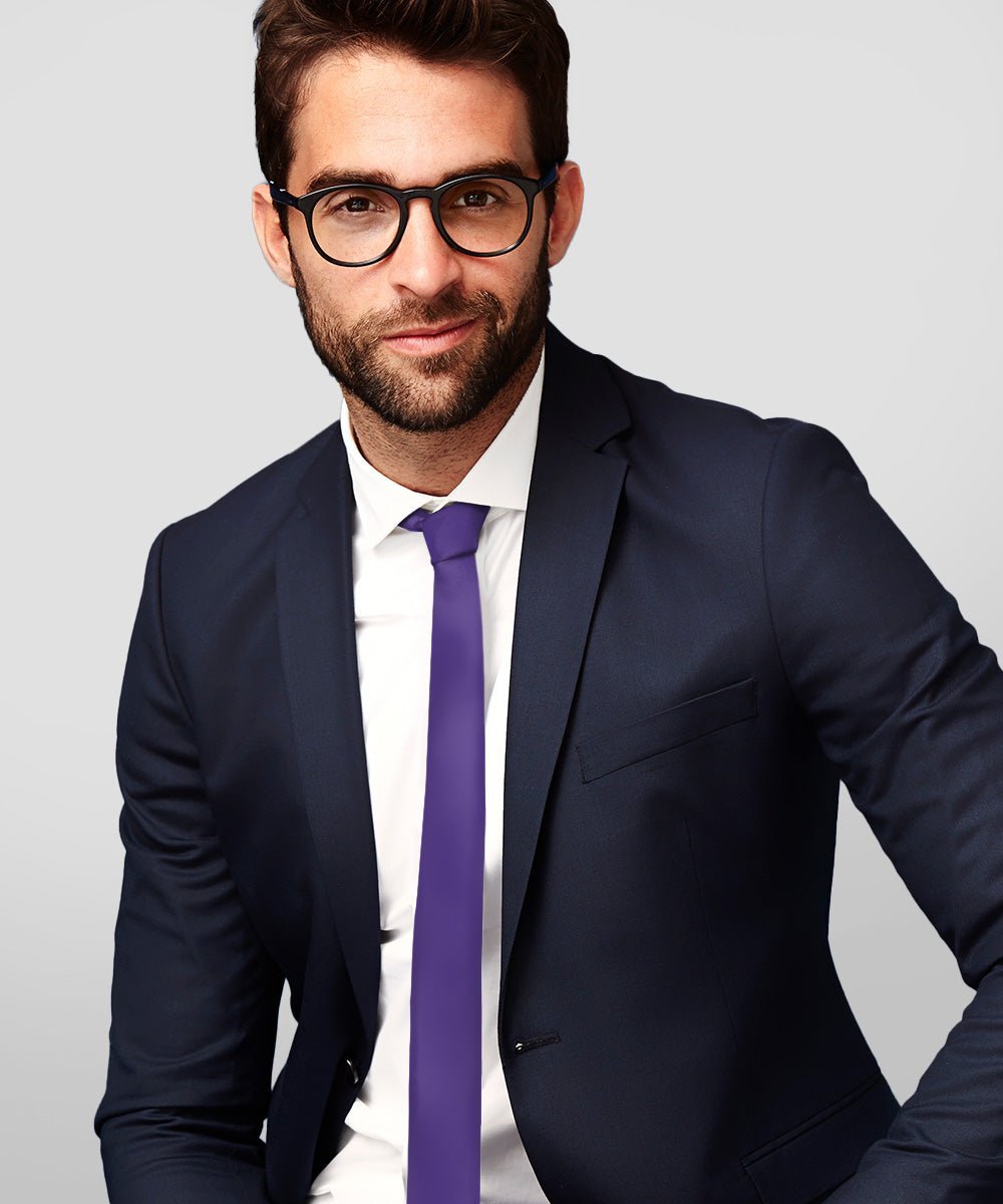 Solid Skinny Necktie by Vittorio Farina (N - SKINNY_PURPLE) for Independent Retail Stores by Dubal Brothers