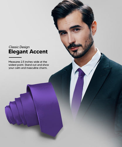 Solid Skinny Necktie by Vittorio Farina (N - SKINNY_PURPLE) for Independent Retail Stores by Dubal Brothers
