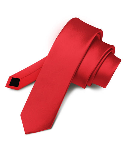 Solid Skinny Necktie by Vittorio Farina (N - SKINNY_RED) for Independent Retail Stores by Dubal Brothers