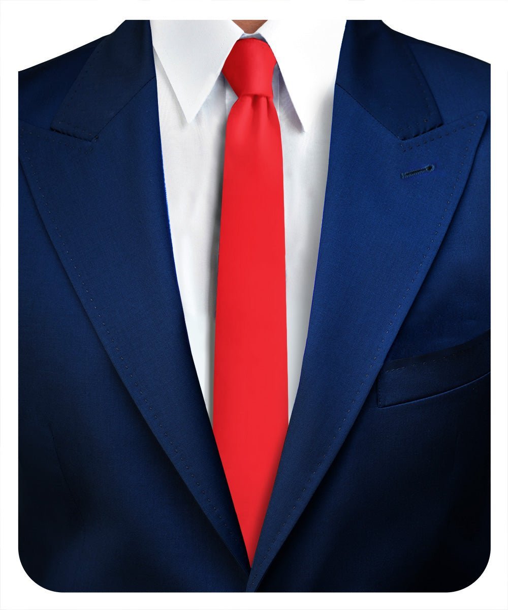 Solid Skinny Necktie by Vittorio Farina (N - SKINNY_RED) for Independent Retail Stores by Dubal Brothers