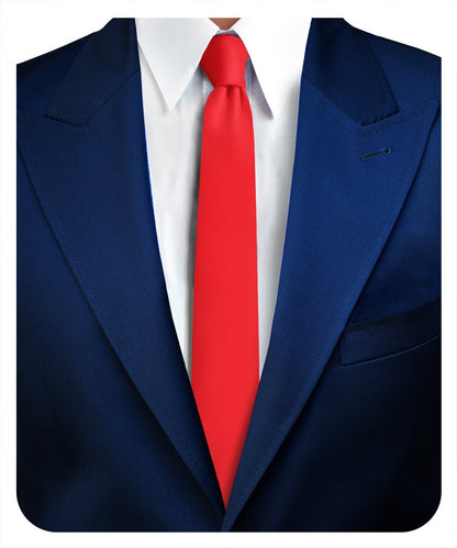 Solid Skinny Necktie by Vittorio Farina (N - SKINNY_RED) for Independent Retail Stores by Dubal Brothers
