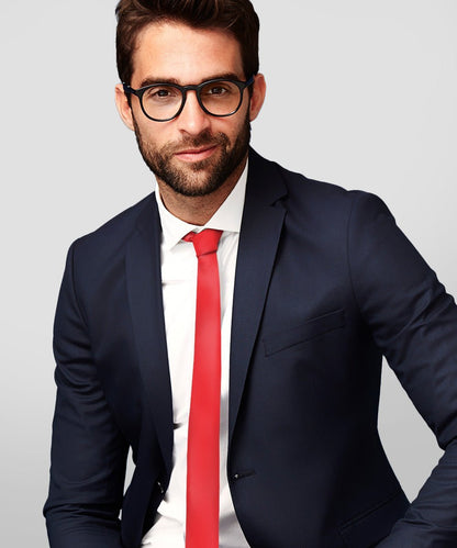 Solid Skinny Necktie by Vittorio Farina (N - SKINNY_RED) for Independent Retail Stores by Dubal Brothers