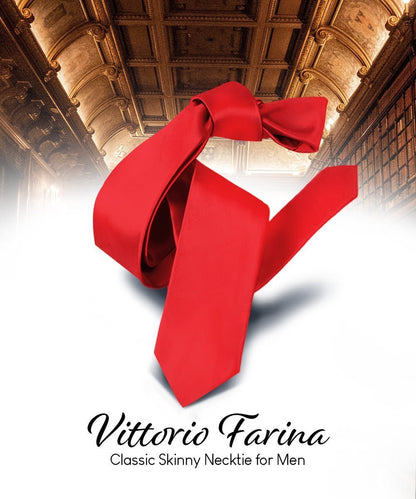 Solid Skinny Necktie by Vittorio Farina (N - SKINNY_RED) for Independent Retail Stores by Dubal Brothers