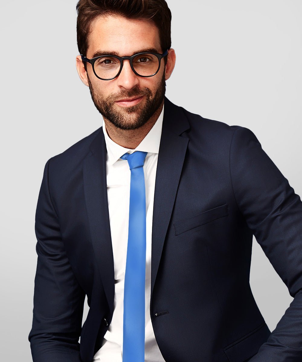 Solid Skinny Necktie by Vittorio Farina (N - SKINNY_ROYAL) for Independent Retail Stores by Dubal Brothers