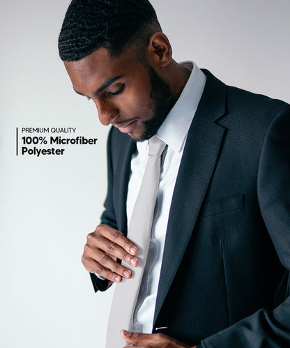 Solid Skinny Necktie by Vittorio Farina (N - SKINNY_SILVER) for Independent Retail Stores by Dubal Brothers