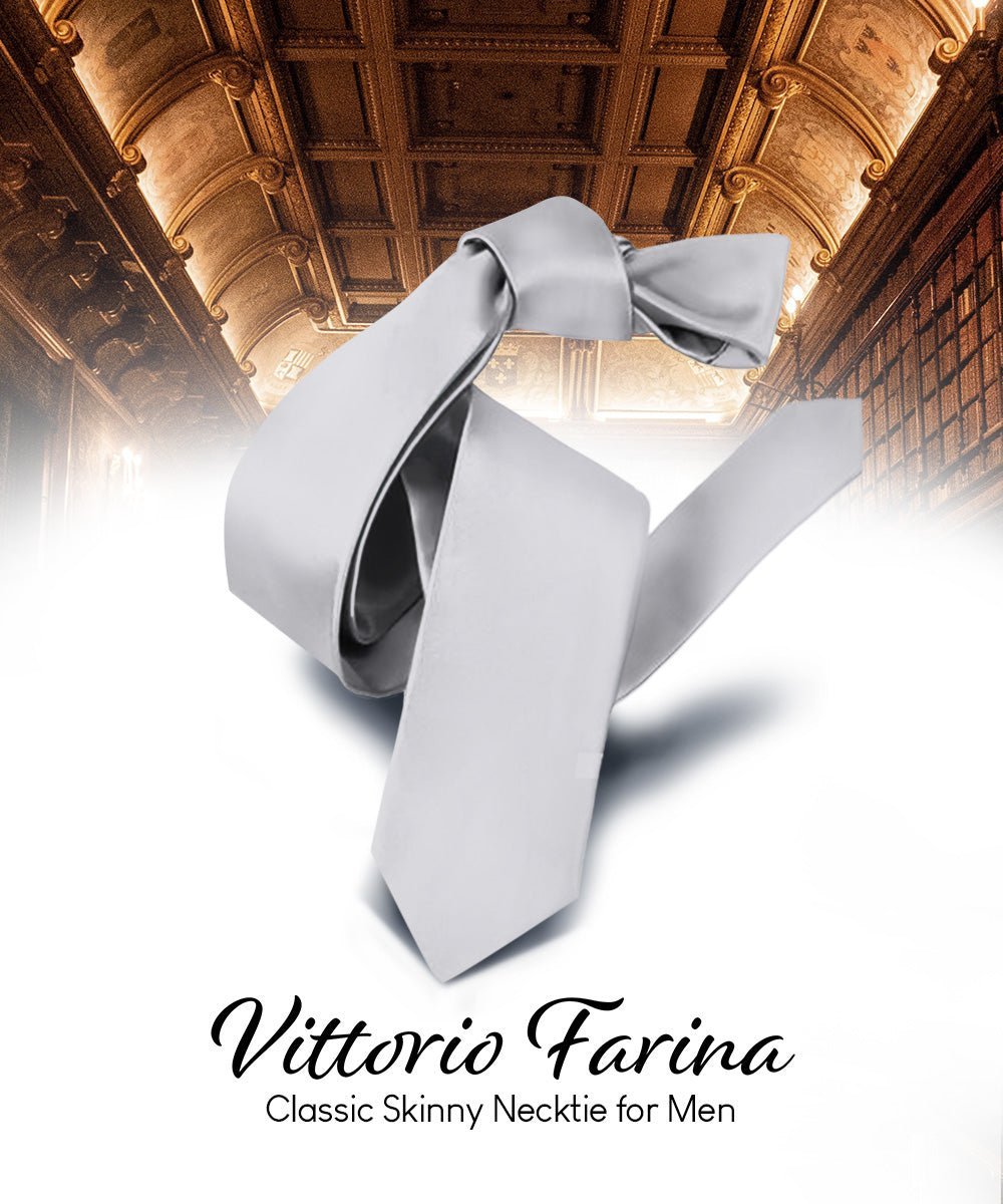 Solid Skinny Necktie by Vittorio Farina (N - SKINNY_SILVER) for Independent Retail Stores by Dubal Brothers