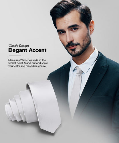 Solid Skinny Necktie by Vittorio Farina (N - SKINNY_SILVER) for Independent Retail Stores by Dubal Brothers