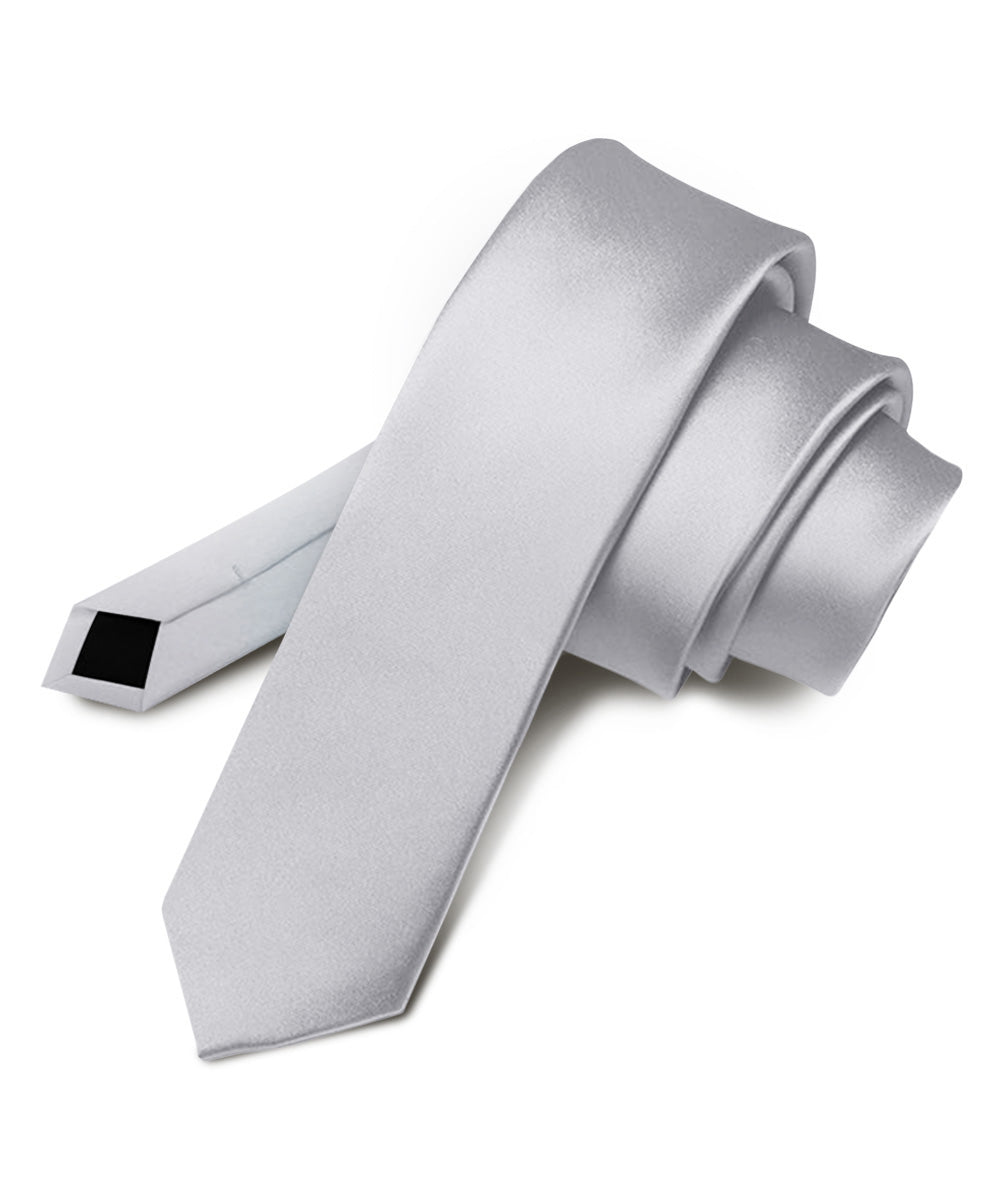 Solid Skinny Necktie by Vittorio Farina (N - SKINNY_SILVER) for Independent Retail Stores by Dubal Brothers