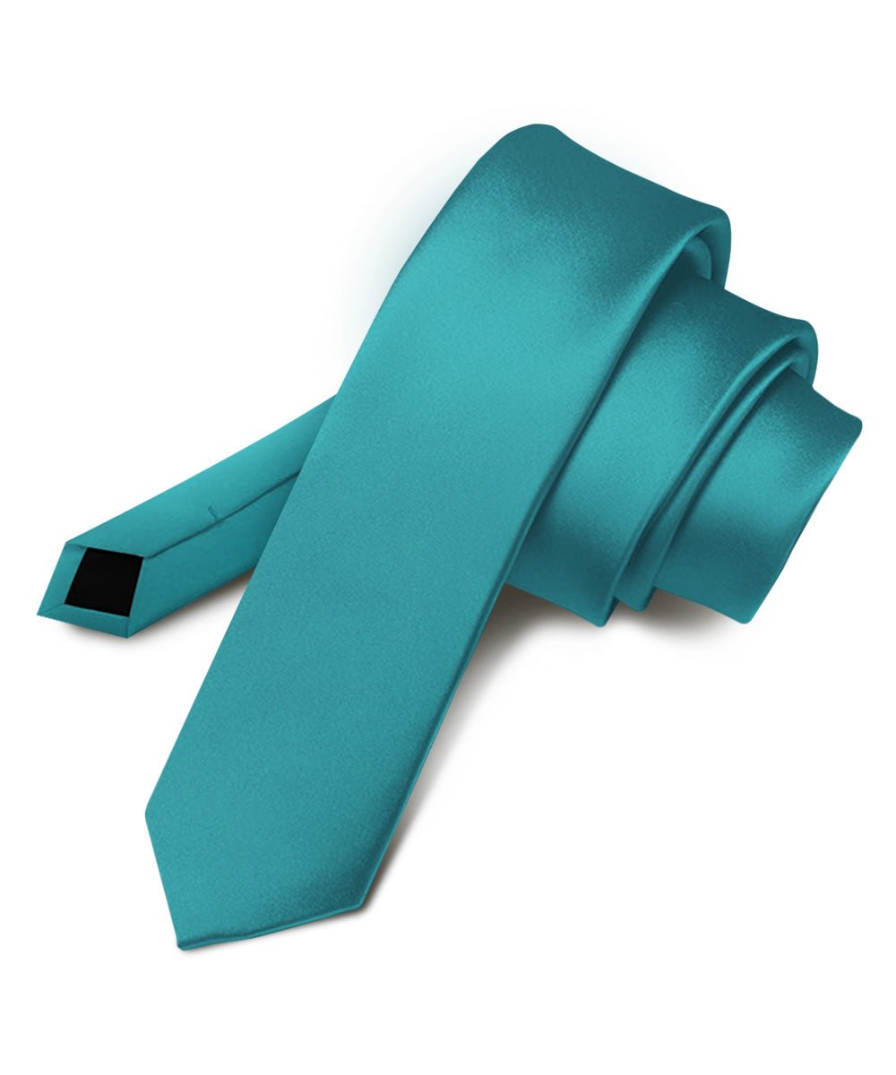 Solid Skinny Necktie by Vittorio Farina (N - SKINNY_TEAL) for Independent Retail Stores by Dubal Brothers