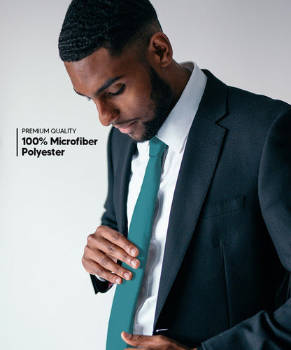 Solid Skinny Necktie by Vittorio Farina (N - SKINNY_TEAL) for Independent Retail Stores by Dubal Brothers