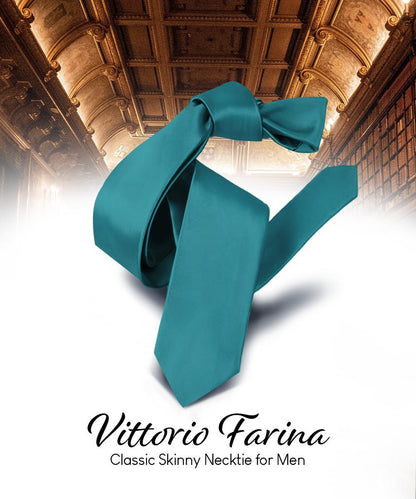 Solid Skinny Necktie by Vittorio Farina (N - SKINNY_TEAL) for Independent Retail Stores by Dubal Brothers