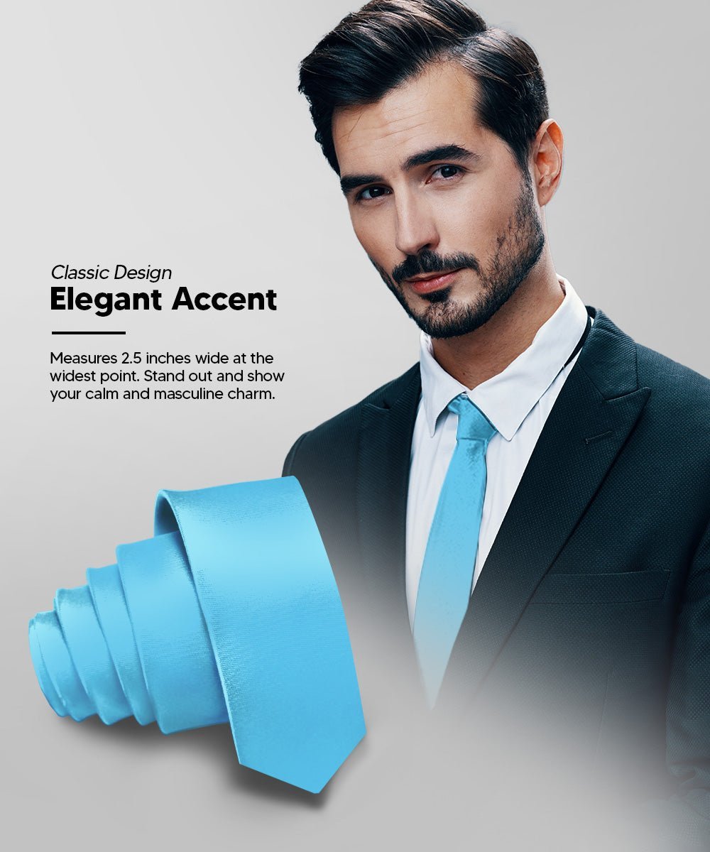 Solid Skinny Necktie by Vittorio Farina (N - SKINNY_TURQUOISE) for Independent Retail Stores by Dubal Brothers