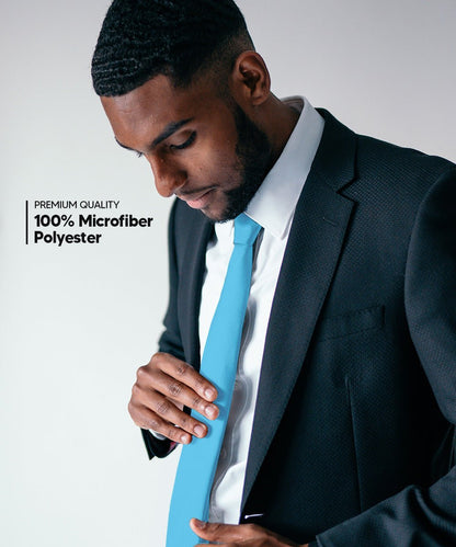 Solid Skinny Necktie by Vittorio Farina (N - SKINNY_TURQUOISE) for Independent Retail Stores by Dubal Brothers