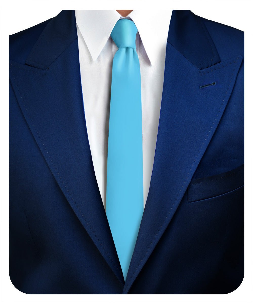 Solid Skinny Necktie by Vittorio Farina (N - SKINNY_TURQUOISE) for Independent Retail Stores by Dubal Brothers