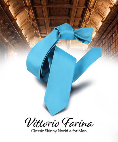 Solid Skinny Necktie by Vittorio Farina (N - SKINNY_TURQUOISE) for Independent Retail Stores by Dubal Brothers