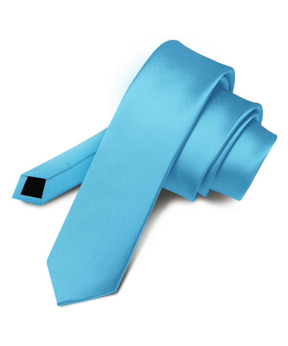 Solid Skinny Necktie by Vittorio Farina (N - SKINNY_TURQUOISE) for Independent Retail Stores by Dubal Brothers