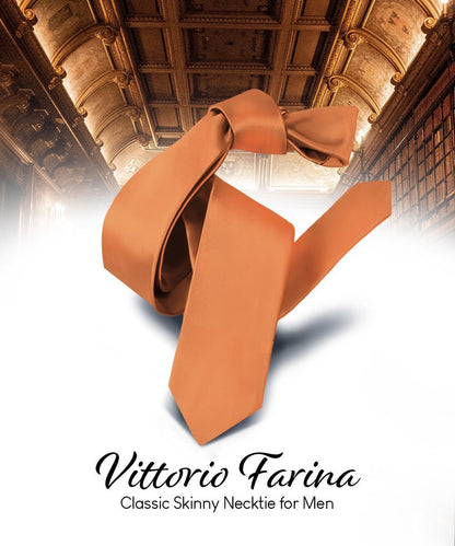Solid Skinny Necktie by Vittorio Farina (N - SKINNY_UT - ORANGE) for Independent Retail Stores by Dubal Brothers