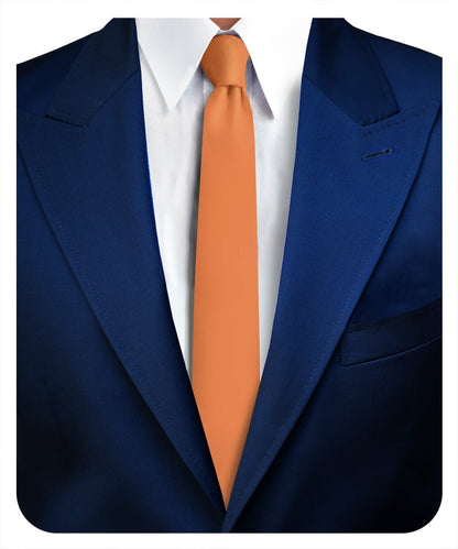 Solid Skinny Necktie by Vittorio Farina (N - SKINNY_UT - ORANGE) for Independent Retail Stores by Dubal Brothers