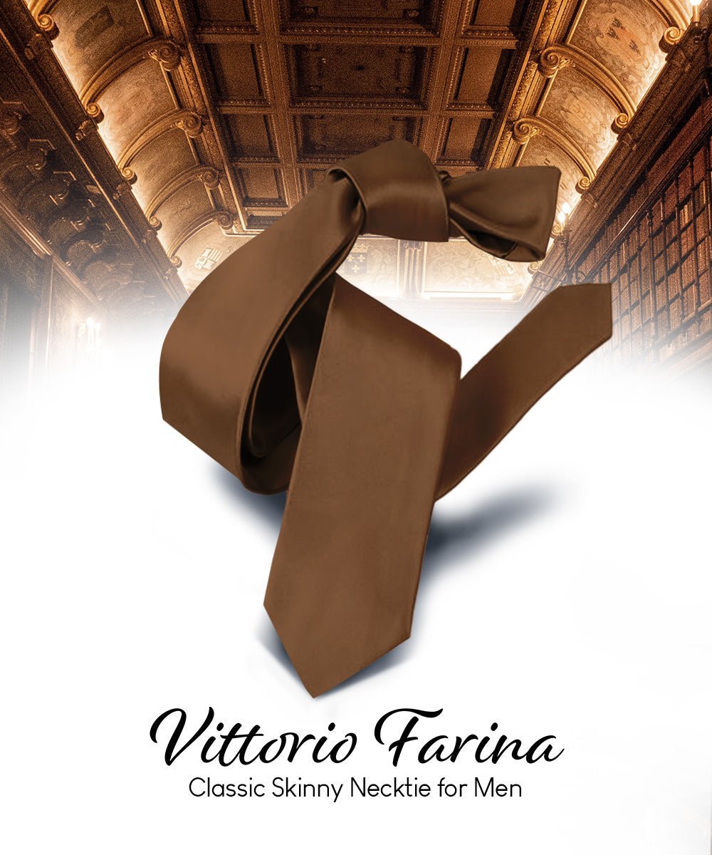 Solid Skinny Necktie by Vittorio Farina (N - SKINNY_WHISKY) for Independent Retail Stores by Dubal Brothers