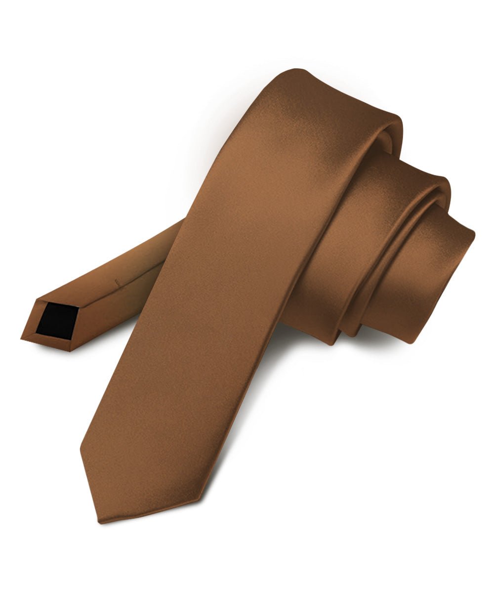 Solid Skinny Necktie by Vittorio Farina (N - SKINNY_WHISKY) for Independent Retail Stores by Dubal Brothers