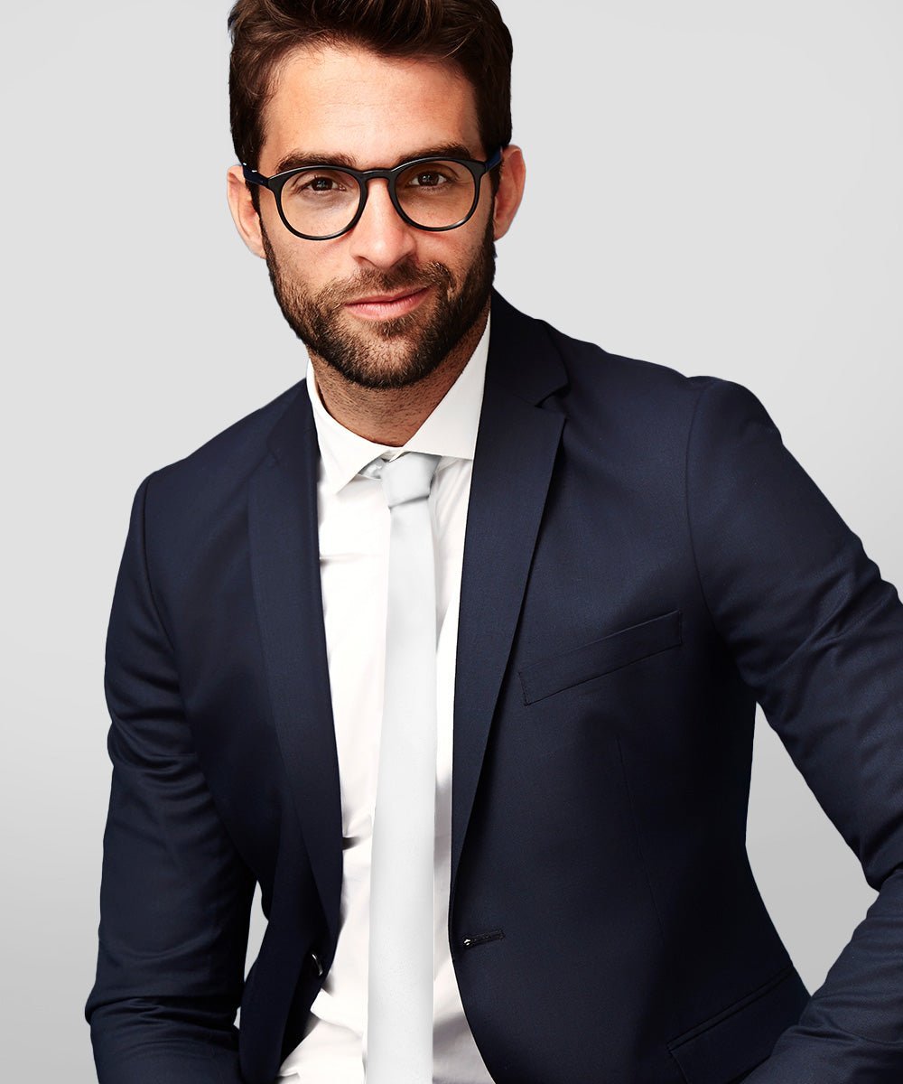 Solid Skinny Necktie by Vittorio Farina (N - SKINNY_WHITE) for Independent Retail Stores by Dubal Brothers