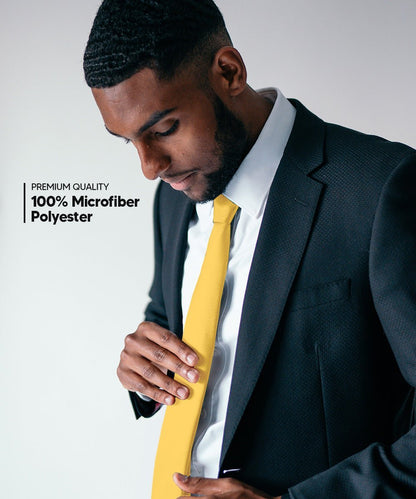 Solid Skinny Necktie by Vittorio Farina (N - SKINNY_YELLOW) for Independent Retail Stores by Dubal Brothers
