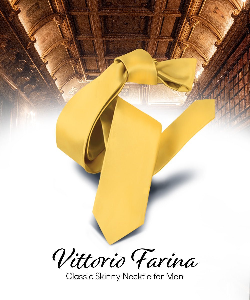 Solid Skinny Necktie by Vittorio Farina (N - SKINNY_YELLOW) for Independent Retail Stores by Dubal Brothers