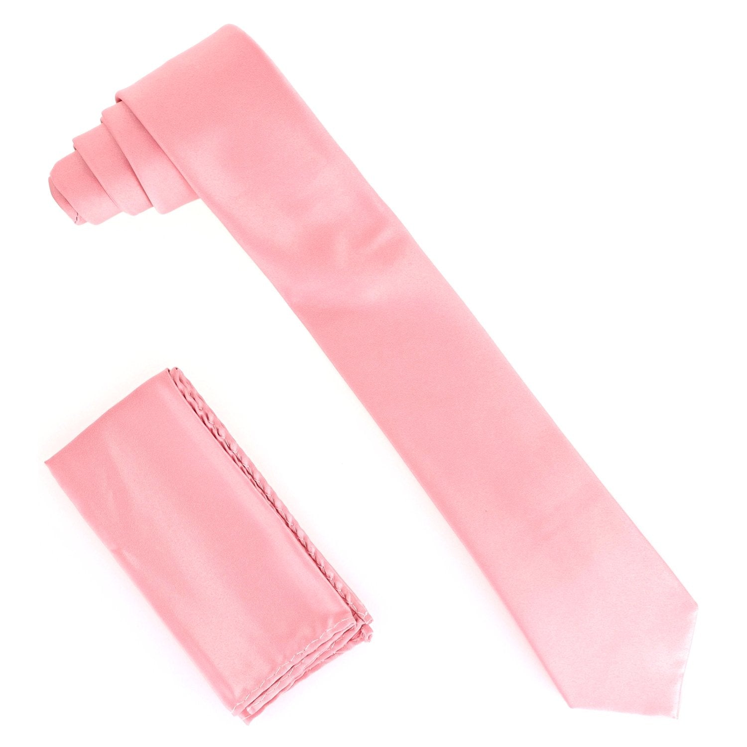 Solid Skinny Necktie & Pocket Square by Vittorio Farina (NH_SKINNY_BLUSH) for Independent Retail Stores by Dubal Brothers