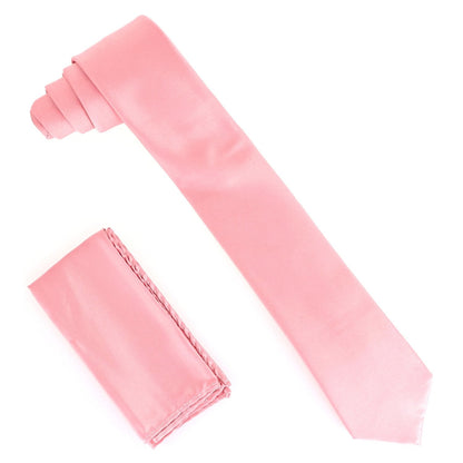 Solid Skinny Necktie & Pocket Square by Vittorio Farina (NH_SKINNY_BLUSH) for Independent Retail Stores by Dubal Brothers