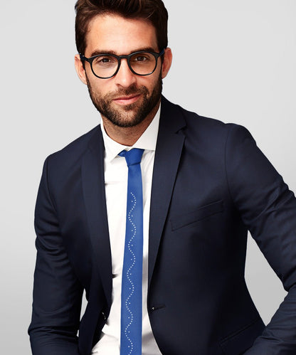 Solid Skinny Necktie with Rhinestones by Vittorio Farina (N - SKINNY - R_ROYAL) for Independent Retail Stores by Dubal Brothers