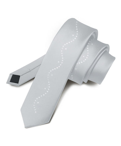 Solid Skinny Necktie with Rhinestones by Vittorio Farina (N - SKINNY - R_SILVER) for Independent Retail Stores by Dubal Brothers