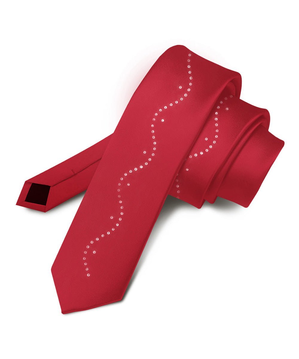 Solid Skinny Necktie with Rhinestones by Vittorio Farina (N - SKINNY - R_WINE) for Independent Retail Stores by Dubal Brothers