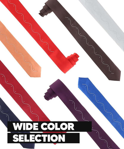 Solid Skinny Necktie with Rhinestones by Vittorio Farina (N - SKINNY - R_WINE) for Independent Retail Stores by Dubal Brothers