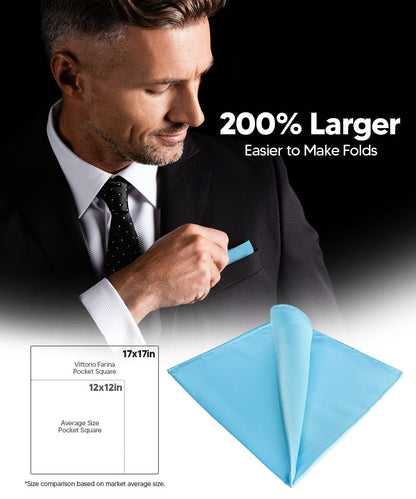 Solid Square Pocket Square (12x12 - in & 17x17 - in) by Vittorio Farina (PS - SOLID_AQUA) for Independent Retail Stores by Dubal Brothers