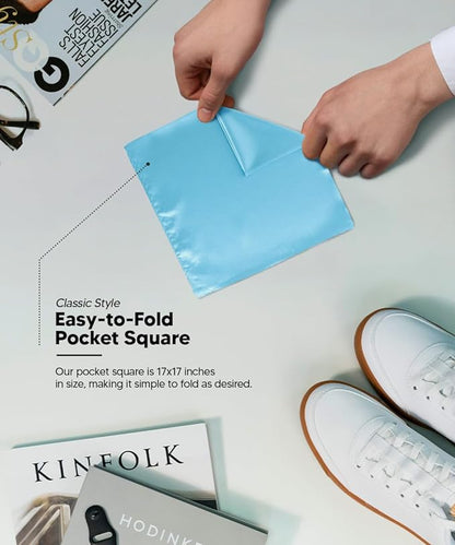 Solid Square Pocket Square (12x12 - in & 17x17 - in) by Vittorio Farina (PS - SOLID_AQUA) for Independent Retail Stores by Dubal Brothers