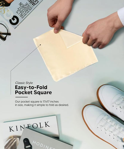 Solid Square Pocket Square (12x12 - in & 17x17 - in) by Vittorio Farina (PS - SOLID_BEIGE) for Independent Retail Stores by Dubal Brothers