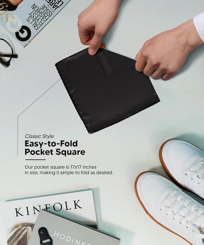 Solid Square Pocket Square (12x12 - in & 17x17 - in) by Vittorio Farina (PS - SOLID_BLACK) for Independent Retail Stores by Dubal Brothers