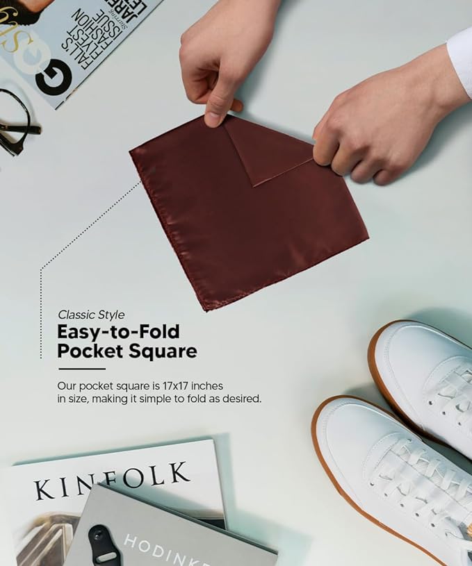 Solid Square Pocket Square (12x12 - in & 17x17 - in) by Vittorio Farina (PS - SOLID_BROWN) for Independent Retail Stores by Dubal Brothers