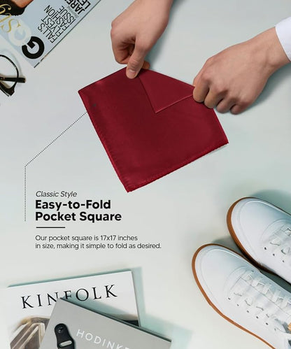 Solid Square Pocket Square (12x12 - in & 17x17 - in) by Vittorio Farina (PS - SOLID_BURGUNDY) for Independent Retail Stores by Dubal Brothers