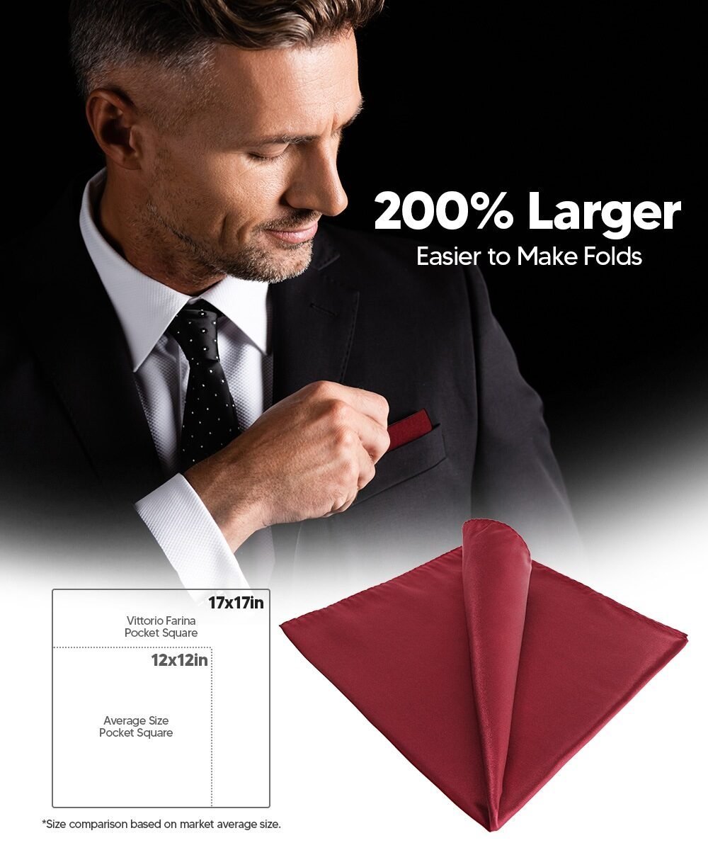 Solid Square Pocket Square (12x12 - in & 17x17 - in) by Vittorio Farina (PS - SOLID_BURGUNDY) for Independent Retail Stores by Dubal Brothers