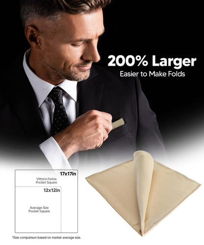 Solid Square Pocket Square (12x12 - in & 17x17 - in) by Vittorio Farina (PS - SOLID_GOLD) for Independent Retail Stores by Dubal Brothers