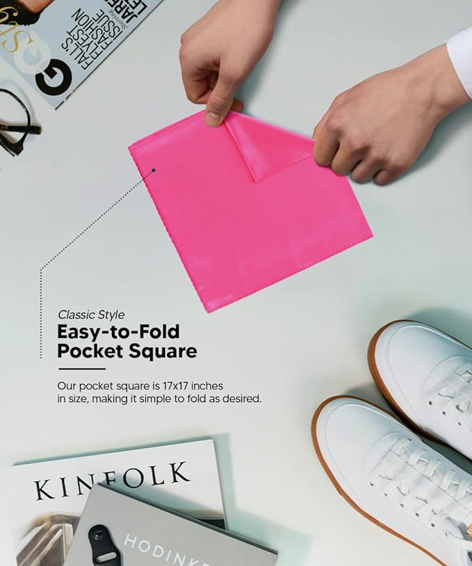 Solid Square Pocket Square (12x12 - in & 17x17 - in) by Vittorio Farina (PS - SOLID_HOT - PINK) for Independent Retail Stores by Dubal Brothers