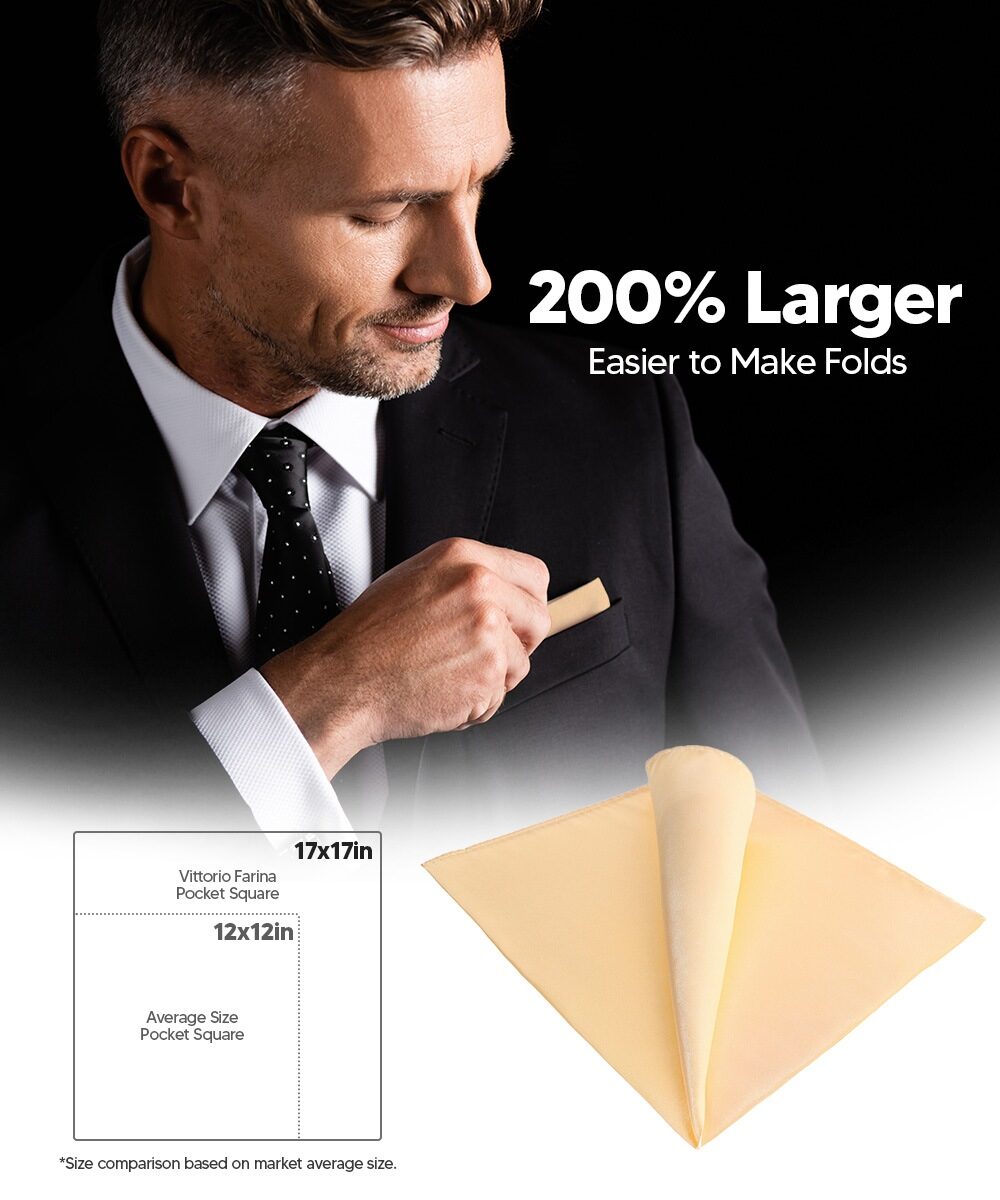 Solid Square Pocket Square (12x12 - in & 17x17 - in) by Vittorio Farina (PS - SOLID_IVORY) for Independent Retail Stores by Dubal Brothers